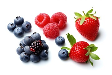 A collection of fruits including strawberries, blueberries, and blackberries ant other Generative AI 
