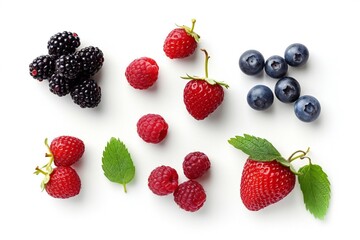 A collection of fruits including strawberries, blueberries, and blackberries ant other Generative AI 