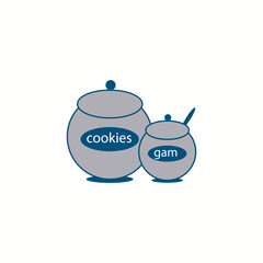 Jar glass for jam or honey icons set. Vector