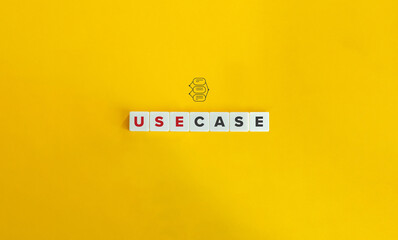 Use Case Phrase and Concept Image. Letter Tiles on Yellow Background. Minimal Aesthetics.