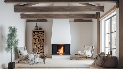 a beautiful house in which the fireplace in the living room gets a lot of attention, impressive design, beautiful finish, elegant appearance