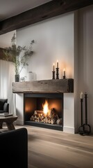 a beautiful house, in which the fireplace is given a lot of attention, impressive design, modern and clean