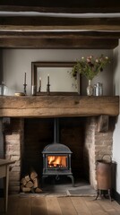a beautiful house, in which the fireplace is given a lot of attention, impressive design, modern and clean