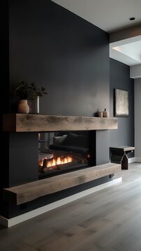 a beautiful house, in which the fireplace is given a lot of attention, impressive design, modern and clean