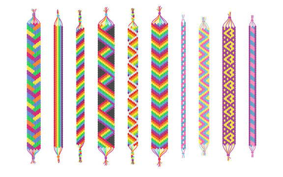 LGBT rainbow bracelets. Handmade hippie friendship bracelet, colorful thread gay symbol for pride or festival, craft casual women jewelry