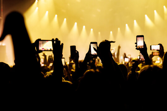 Capturing memories, Smartphones at Live concert Show.