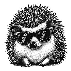 cool hedgehog wearing sunglasses sketch © Satoru Sketches
