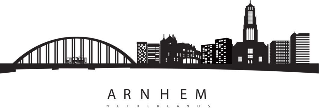 Arnhem skyline, Netherlands, Silhouette vector