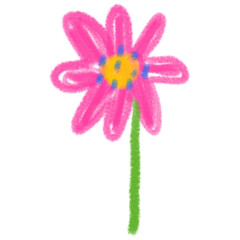  isolated flower sticker - children's drawing with felt-tip pens and wax crayons. gnarled scribble floral element. school drawing for wallpapers, postcards, patterns

