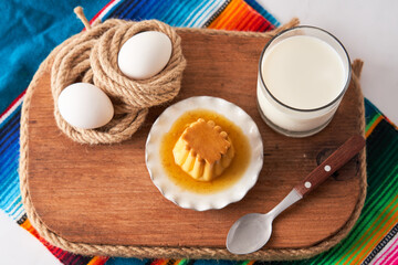 Homemade Creme Caramel or flan with Sweet Syrup from mexico and brazil