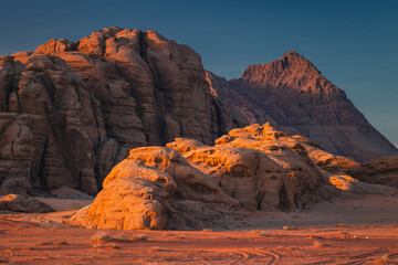 Amazing and spectacular landscapes of Wadi Rum desert in Jordan. Dunes, rocks, it's all here....