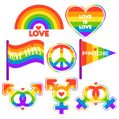 Pride day label collection. Set of lgbt logos and icons.