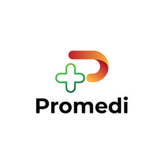 Fototapeta premium P letter modern medical logo design