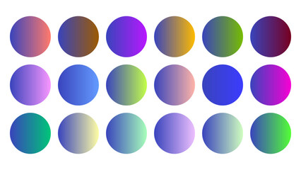 Colorful Blue Color Shade Linear Gradient Palette Swatches Web Kit Circles Template Set