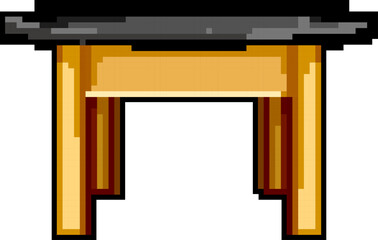 empty wood table game pixel art retro vector. bit empty wood table. old vintage illustration