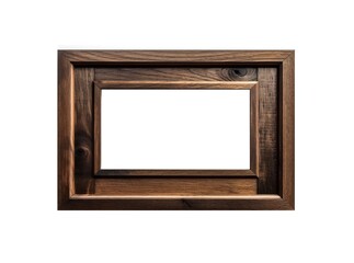 wide brown wooden frame for pictures and photos isolated on white background. Generated AI