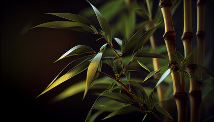 Fototapeta na wymiar Bamboos closeup beautiful lighting Ai generated image