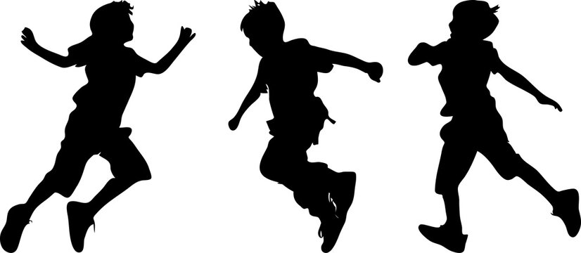 silhouettes of boys jumping high with joy
