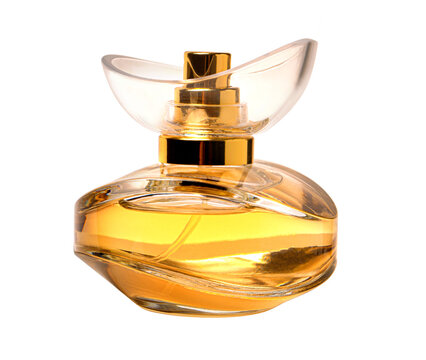 The perfume bottle is isolated