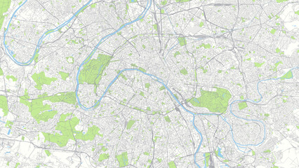 Color detailed urban road plan city map Paris, vector illustration - 603731542