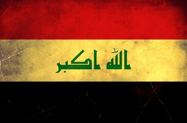 irag flag with grunge texture background