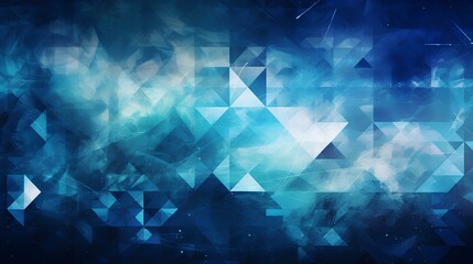 modern abstract blue background design with layers of textured white transparent material in triangle diamond and squares shapes in random geometric pattern. generative AI - obrazy, fototapety, plakaty