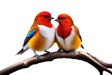 Fototapeta na wymiar Moment of tenderness between a pair of birds,Two birds in love, Generative AI
