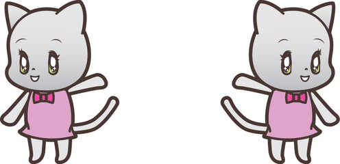 手を上げて振り向く猫