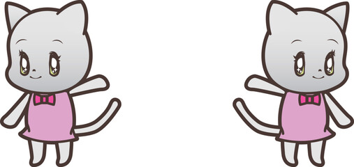 手を上げて振り向く猫