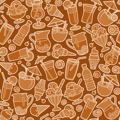 Cartoon cute doodle Beach Bar Seamless Pattern.