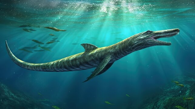 An aquatic dinosaur that lived between 70 and 66 million years ago. Generative AI
