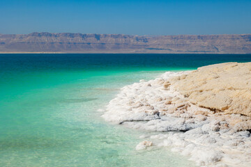 Obraz premium The Dead Sea has an amazing color of water - it can be seen well from a distance.