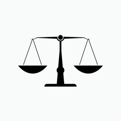 Scales of Justice Icon. Lawyer Emblem, Attorney Illustration. Applied as Simple Symbol for Design and Websites. Logo Template - Vector.     