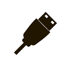 Vector USB plug cable isolated on white icon logo