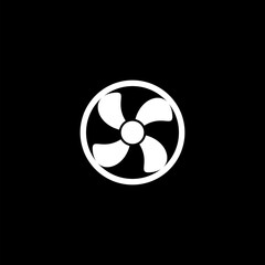 Fan icon symbol isolated on black background 