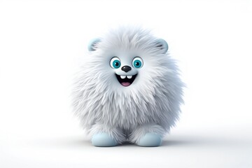 A fluffy white animal mascot with smiley face Generative AI 
