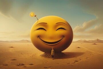 A smiley face cute mascot Generative AI  - obrazy, fototapety, plakaty