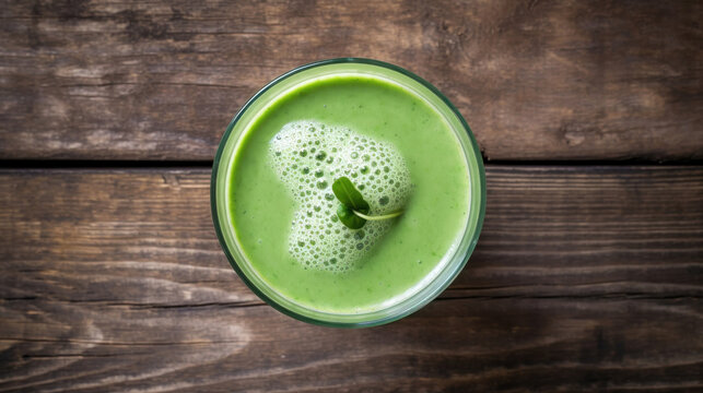 Fresh Green Pea Smoothie on a Rustic Table