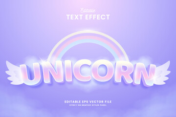 decorative unicorn editable text effect vector design © OreNyee