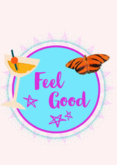 Naklejka premium Feel good badge with spikes around it