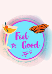 Feel good badge in a cloud of colors