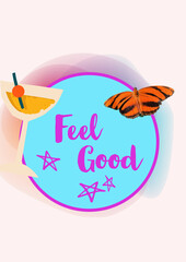 Feel good badge in a cloud of colors