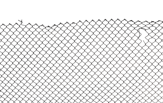 The texture of the metal mesh on a white background. Torn steel, metal mesh with holes