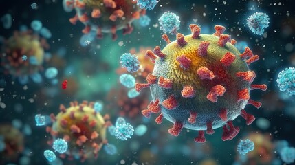 Coronavirus bacteria that causes respiratory infections.Generative AI - obrazy, fototapety, plakaty