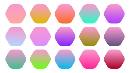Colorful Pink Color Shade Linear Gradient Palette Swatches Web Kit Rounded Hexagons Template Set