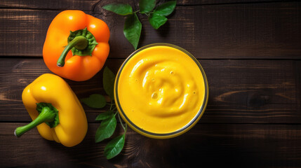 A Fresh Yellow Pepper Smoothie on a Rustic Table
