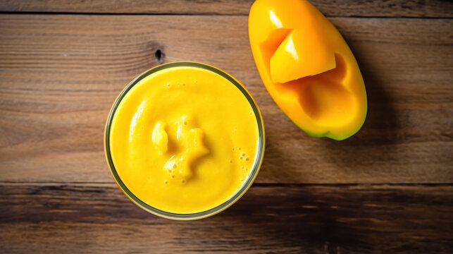 A Fresh Yellow Pepper Smoothie on a Rustic Table