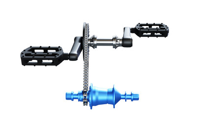 Close-up contact pedals for a mountain bike 3d render