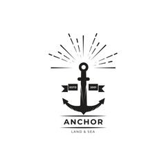 Fototapeta na wymiar vintage anchor vector illustration badge logo design