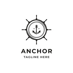 Vector vintage badge anchor vector logo design template